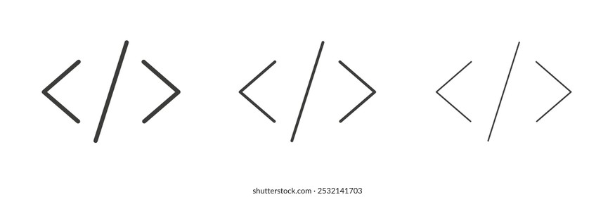 Code icon in fill and three stroke sizes