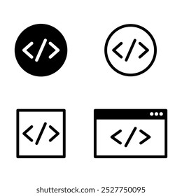 code icon html code sign coding signal Vector illustration on transparent white background.