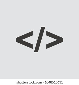 Code icon isolated of flat style. Vector illustration.