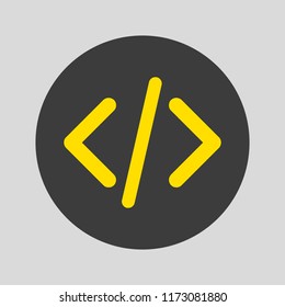 Code icon on grey background. Vector illustration