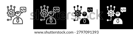 Code Icon In Outline And Glyph Styles With Black And White Variations