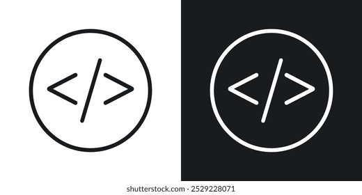 Code icon in Thin line black color. flat simple vector symbols illustration.
