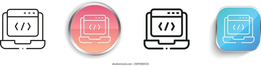 ícone de código. Design fino, linear, regular e estilo botão isolado no fundo branco