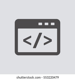 Code Icon, vector.  Flat design.
