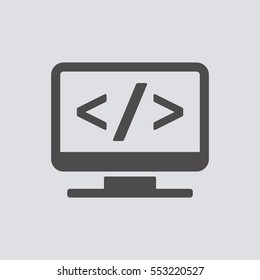 Code Icon, vector.  Flat design.