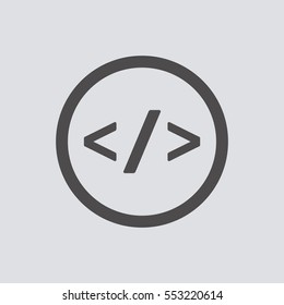 Code Icon, vector.  Flat design.