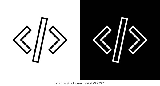 Code icon. Vector linear icon isolated in black and white