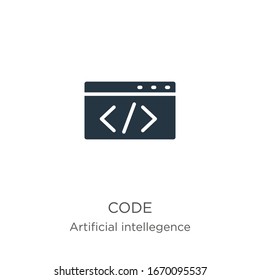 Code icon vector. Trendy flat code icon from artificial intelligence collection isolated on white background. Vector illustration can be used for web and mobile graphic design, logo, eps10