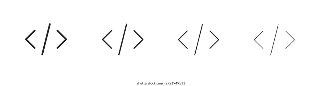Code icons outline black vector design. Line with editable stroke.