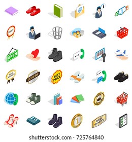 Code icons set. Isometric style of 36 code vector icons for web isolated on white background