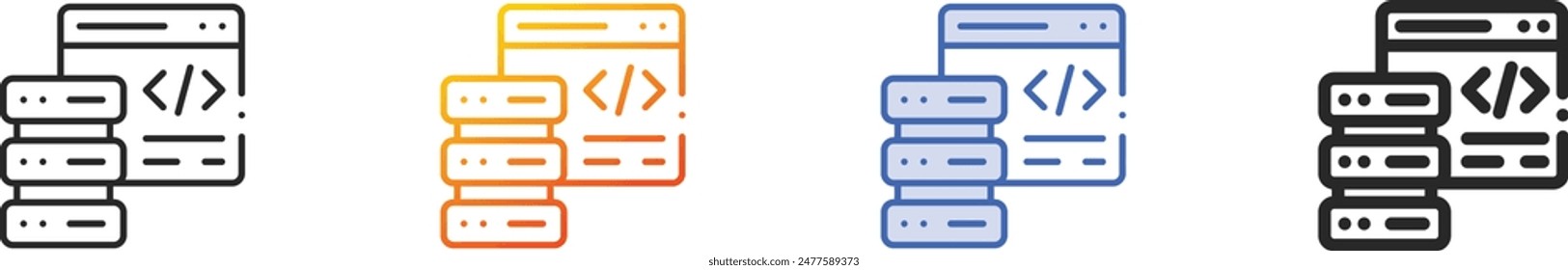 code icon.Thin Linear, Gradient, Blue Stroke and bold Style Design Isolated On White Background