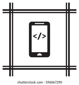 Code Icon,vector.  Flat design.