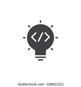 Code idea bulb icon vector, filled flat sign, solid pictogram isolated on white. Symbol, logo illustration. Pixel perfect