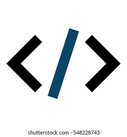 Code illustration - Flat design icon - blue and black
