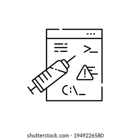 Code injection black line icon. Pictogram for web page, mobile app, promo. UI UX GUI design element. Editable stroke.