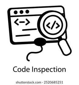 Ícone de inspeção de código no estilo doodle 