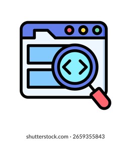 Code Inspection Icon Lineal Color Vector Illustration