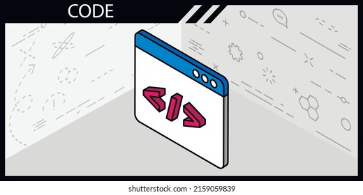Code isometric design icon. Vector web illustration. 3d colorful concept