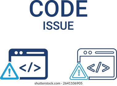 Code issue icons, Line art icons design, Containing cloud computing, IT manager, big data, data analytics, internet, network security, and more. Solid vector icons collection