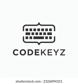 code with keyboard logo design vector silhouette illustration