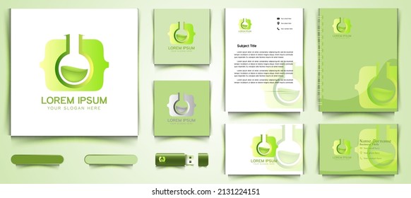 laboratorio de código, logotipo de tubo de vidrio y plantilla de marca comercial Diseños Inspiración aislada en fondo blanco