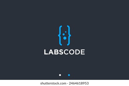 code with laboratory logo design vector silhouette illustration