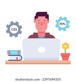 Code learning flat style icon 