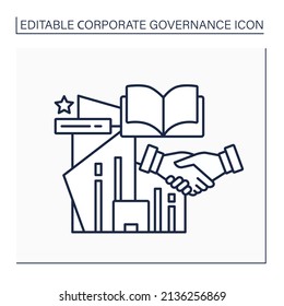 Code Line Icon. Standards For Ethical Conduct. Regulations For Employee And Bosses.Corporate Governance Concept. Isolated Vector Illustration. Editable Stroke