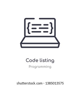 code listing outline icon. isolated line vector illustration from programming collection. editable thin stroke code listing icon on white background