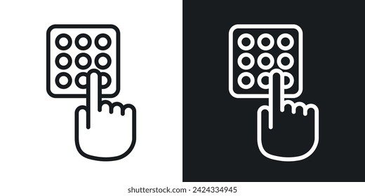 Code Lock Icon Designed in a Line Style on White Background.