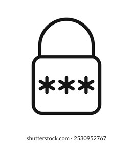 Ícone de bloqueio de código Ilustração plana de linha fina