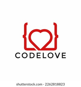 Code Love Logo Design Template