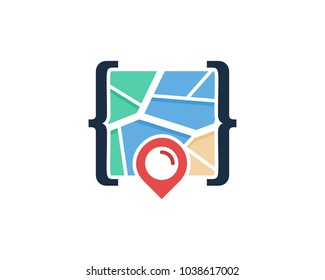 Code Map Icon Logo Design Element