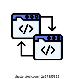 Ícone de Mesclagem de Códigos - Ilustração do Vetor de Cores Lineares
