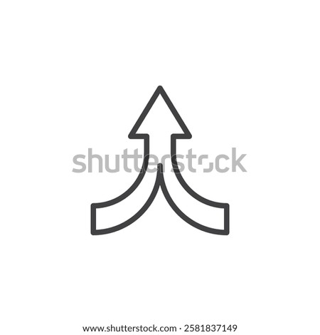 Code Merge line icon. linear style sign for mobile concept and web design. Two arrows converging into one outline vector icon. Symbol, logo illustration. Vector graphics