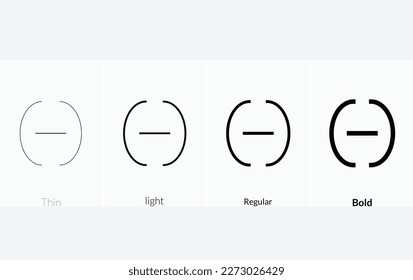 code minus icon. Thin, Light Regular And Bold style design isolated on white background.