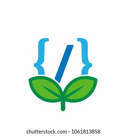 Code Nature Logo Icon Design