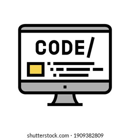 code on computer screen color icon vector. code on computer screen sign. isolated symbol illustration