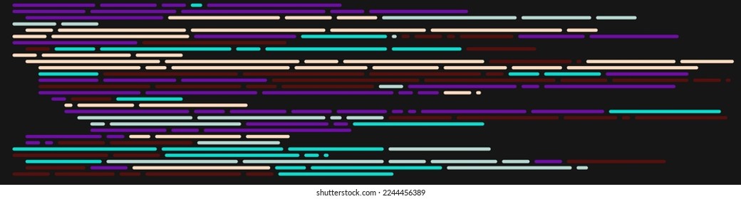 Code on screen vector illustration, flat cartoon coding lines simulation