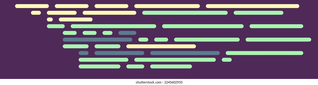 Code on screen vector illustration, flat cartoon coding lines simulation