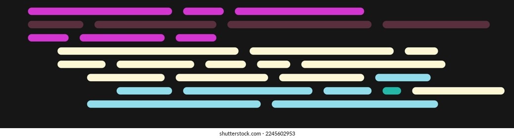 Code on screen vector illustration, flat cartoon coding lines simulation