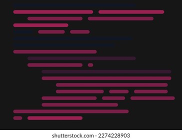 Code on screen vector illustration, flat cartoon coding lines simulation