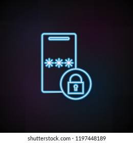 code on the smart phone icon in neon style. One of Mobile banking collection icon can be used for UI, UX