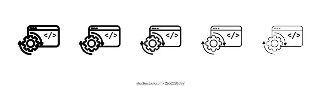 Ícone de otimização de código conceito de sinal plano preenchido para web design.