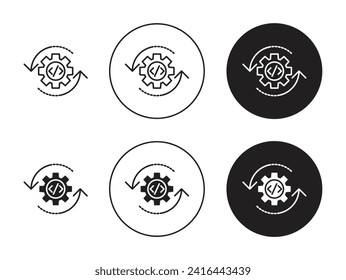 Code Optimization Vector Illustration Set. Web development coding and computer programming sign in suitable for apps and websites UI design style.