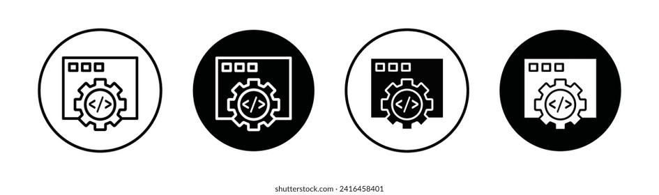 Code optimization vector line icon illustration.