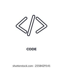 code outline icon. Linear vector from ai and tech concept. Thin line code icon isolated on white background