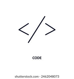 code outline icon.  Thin line icon from artificial intellegence and future technology collection. Editable vector isolated on white background