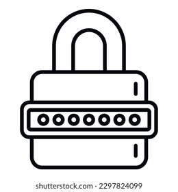 Code padlock icon outline vector. Cipher data. Lock security