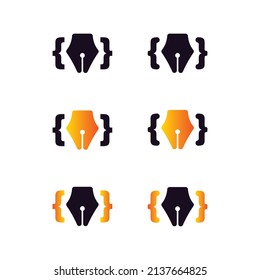 code pen logo. bracket shape vector illustration.